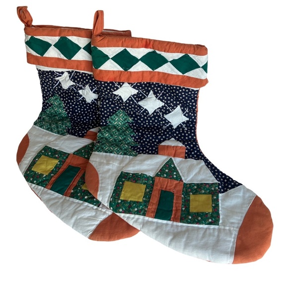 Patchwork Christmas Stockings - Set of 2 - Picture 1 of 2